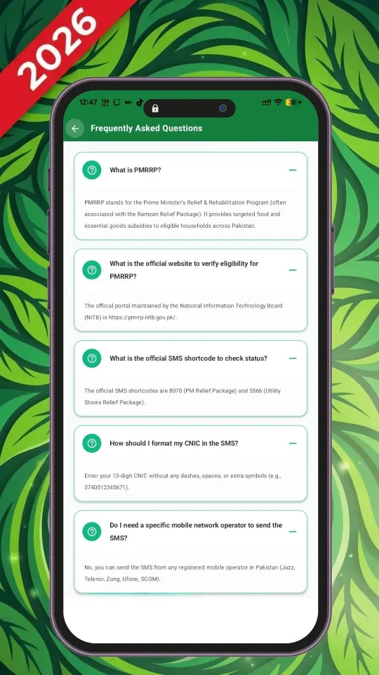 SMS check assistant screen
