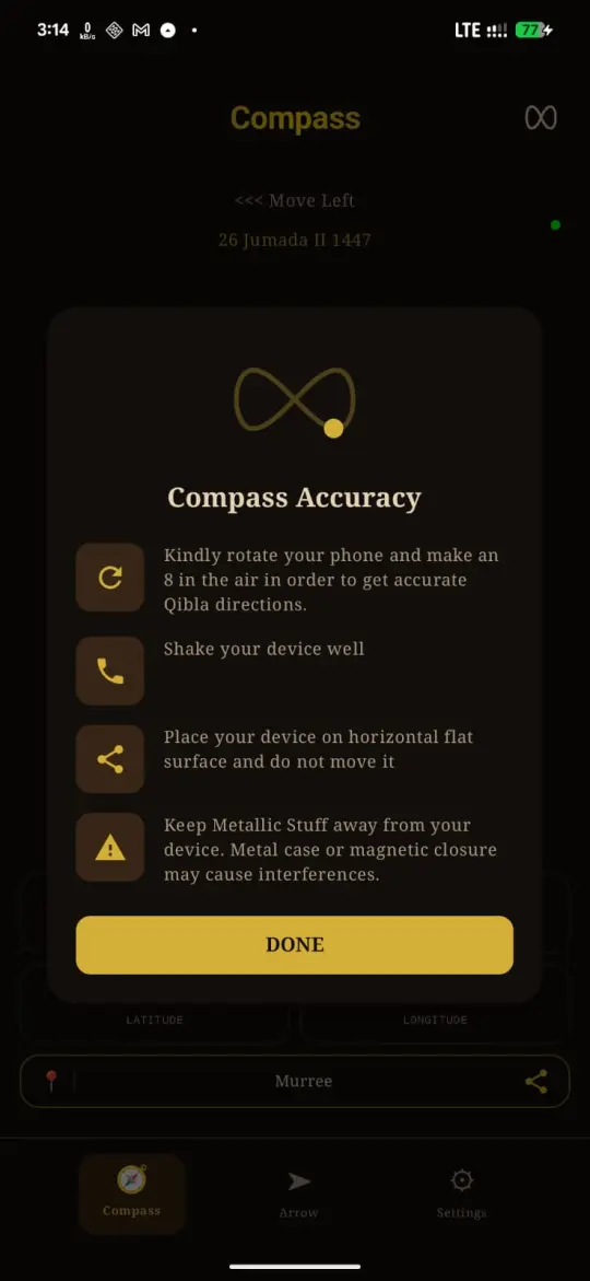 Qibla Finder - calibration