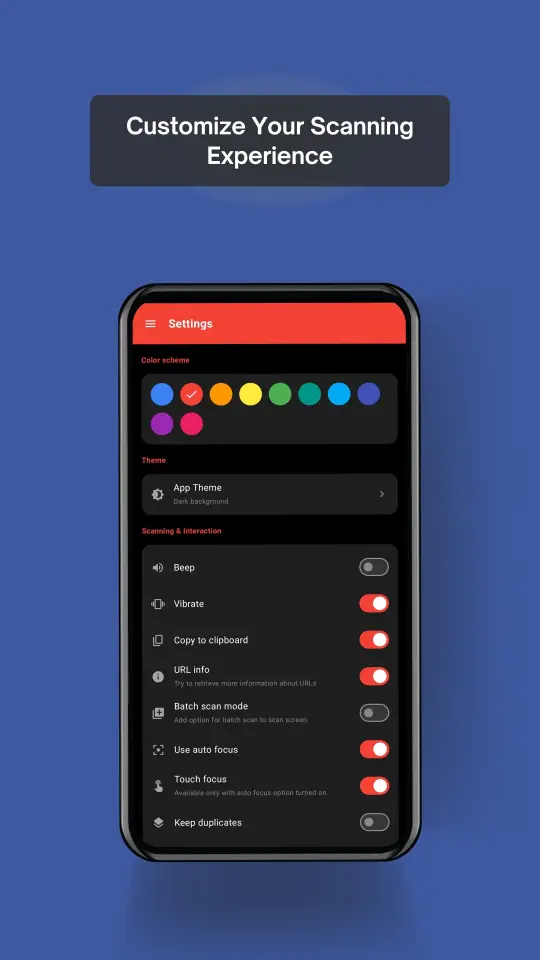 QR Scanner - settings
